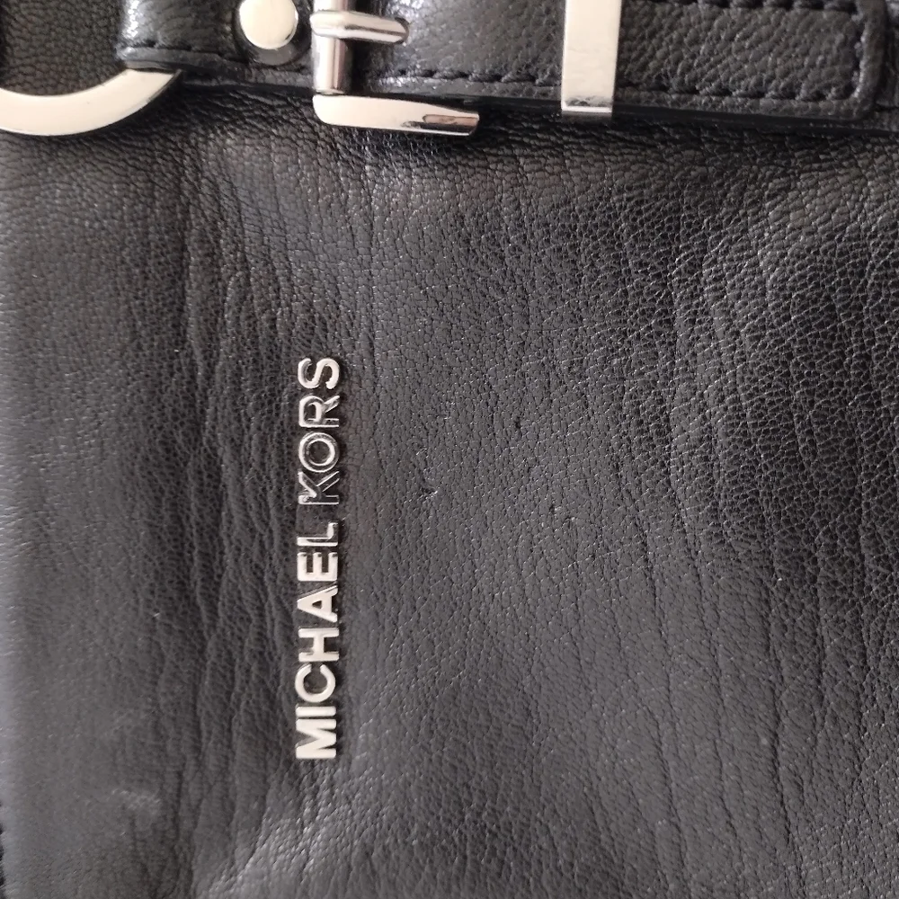 MICHAEL KORS Pebbled Black Leather Satchel Crossbody Medium  Bag